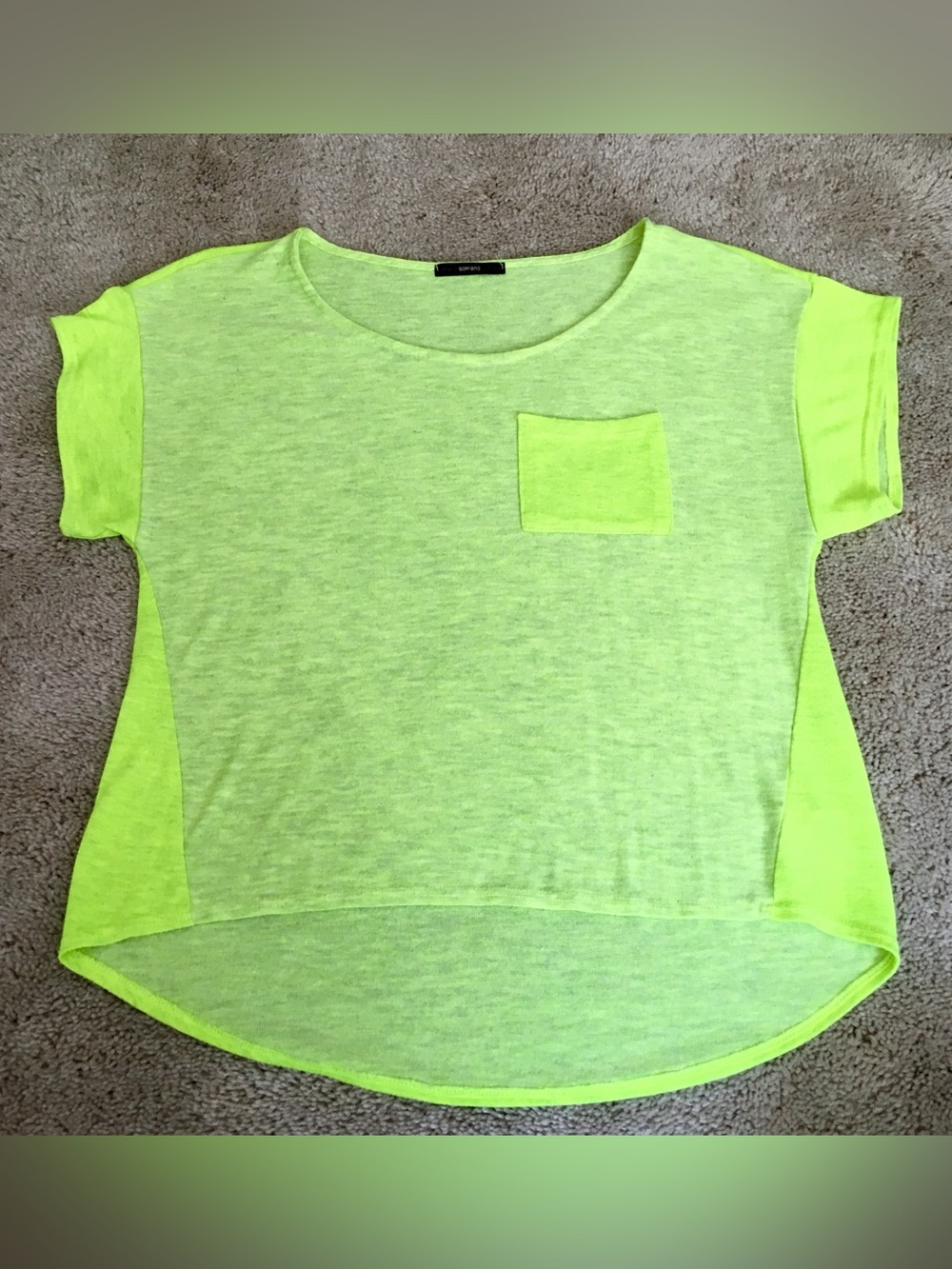 Soprano Neon Yellow Green Crop Top Tee